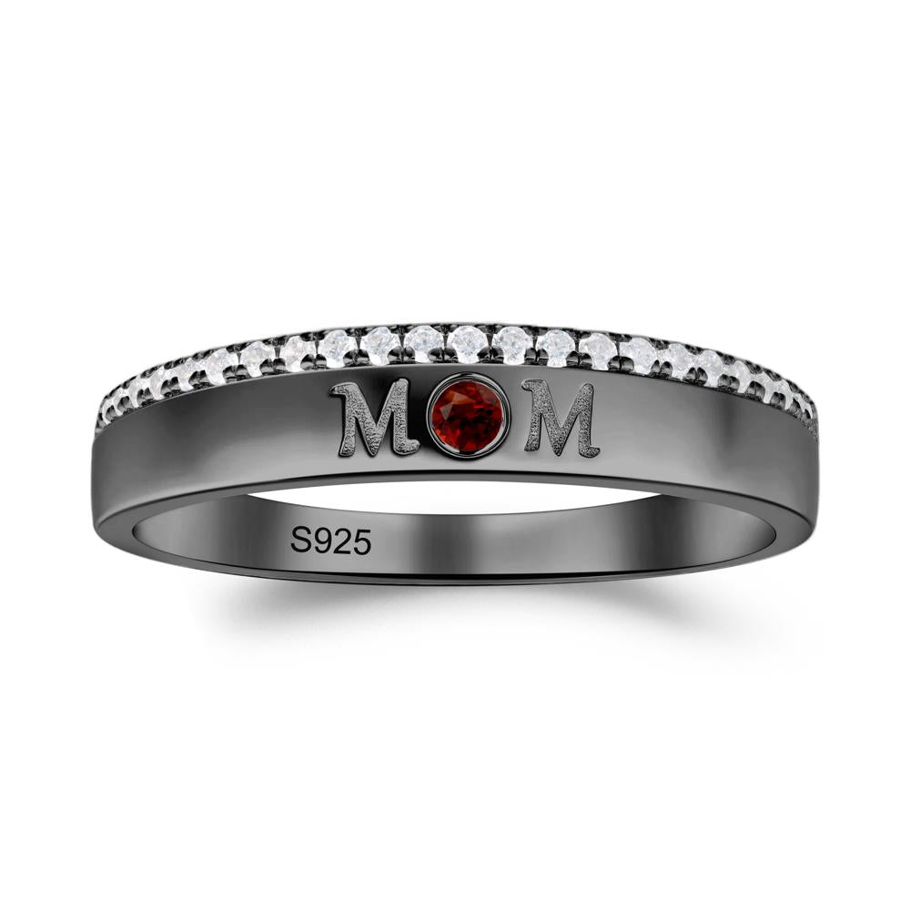 Round Garnet Eternity Mom Ring - LUO Jewelry #metal_black finish sterling silver