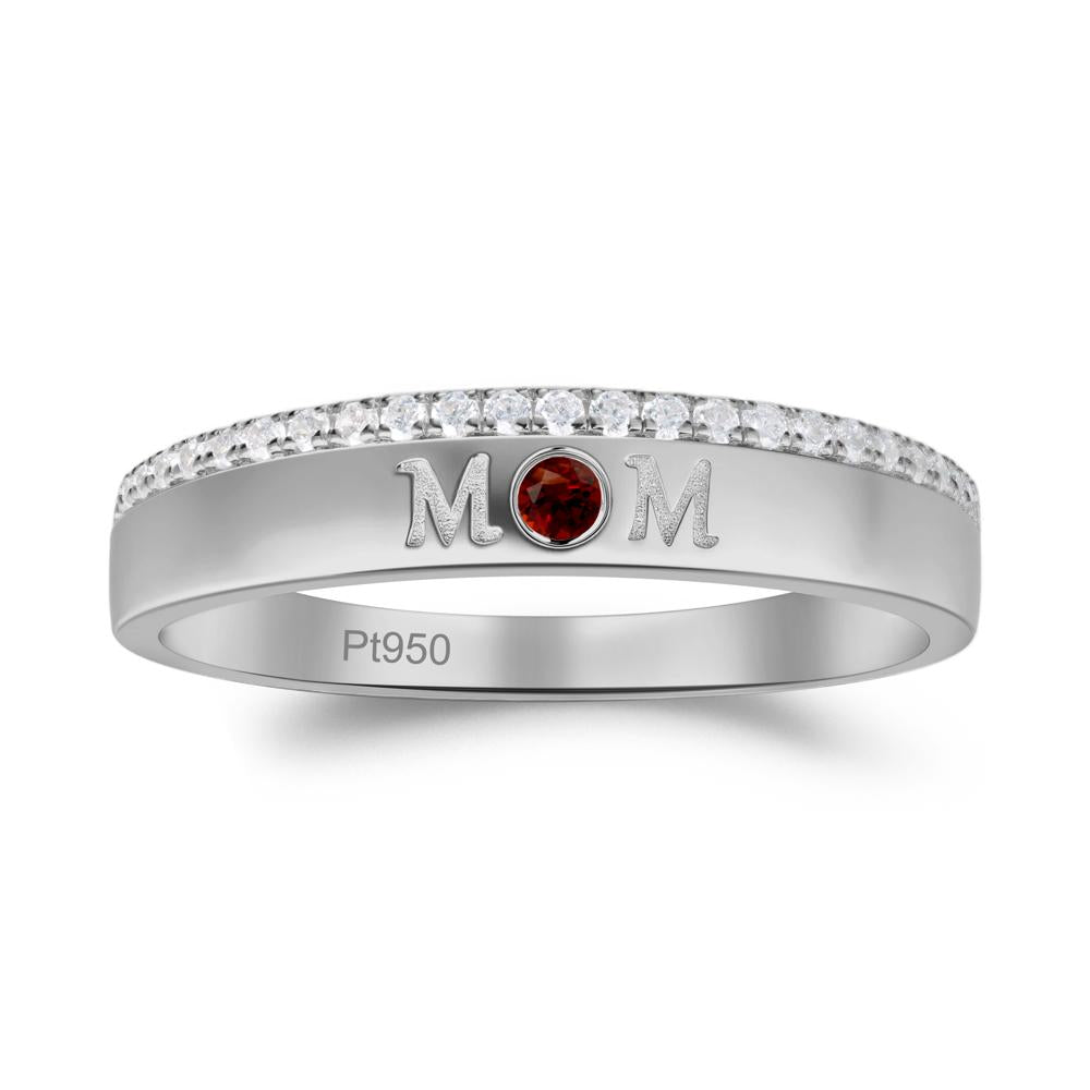 Round Garnet Eternity Mom Ring - LUO Jewelry #metal_platinum