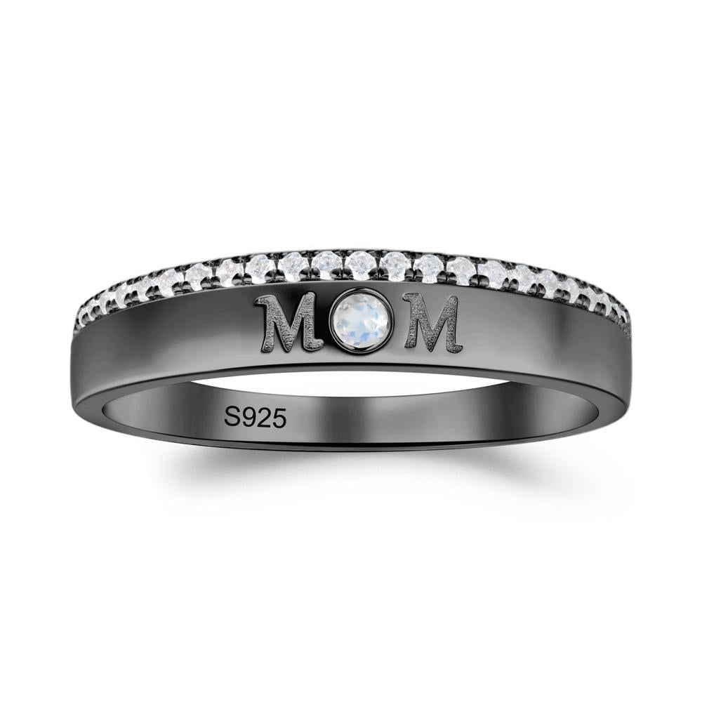Moonstone Eternity Mother's Ring - LUO Jewelry #metal_black finish sterling silver