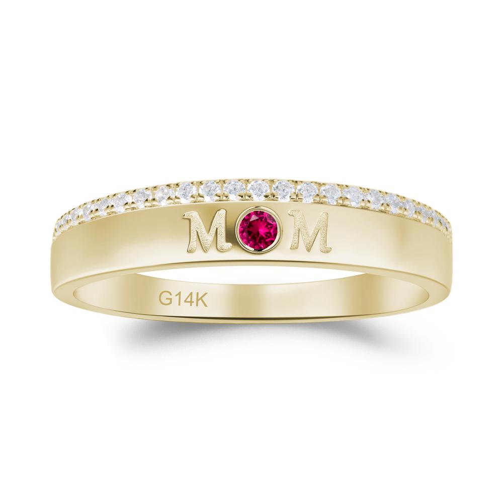 Round Ruby Eternity Mom Ring - LUO Jewelry #metal_14k yellow gold