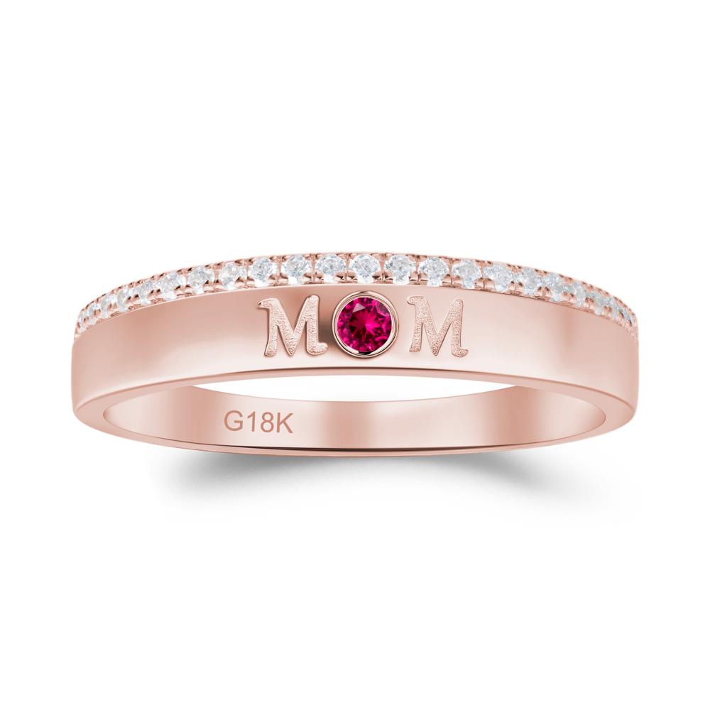 Round Ruby Eternity Mom Ring - LUO Jewelry #metal_18k rose gold