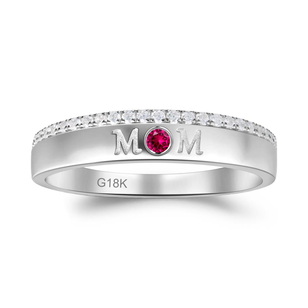 Round Ruby Eternity Mom Ring - LUO Jewelry #metal_18k white gold