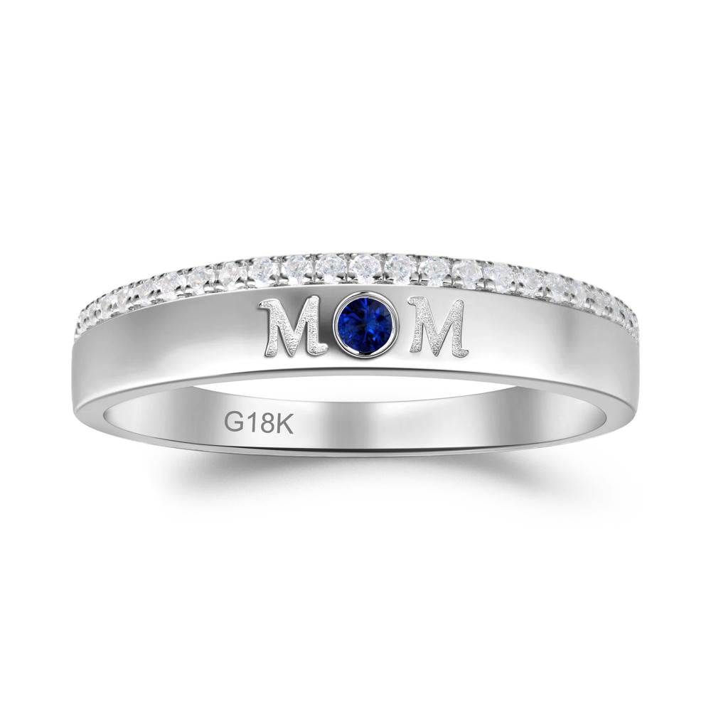 Round Sapphire Eternity Mom Ring - LUO Jewelry #metal_18k white gold
