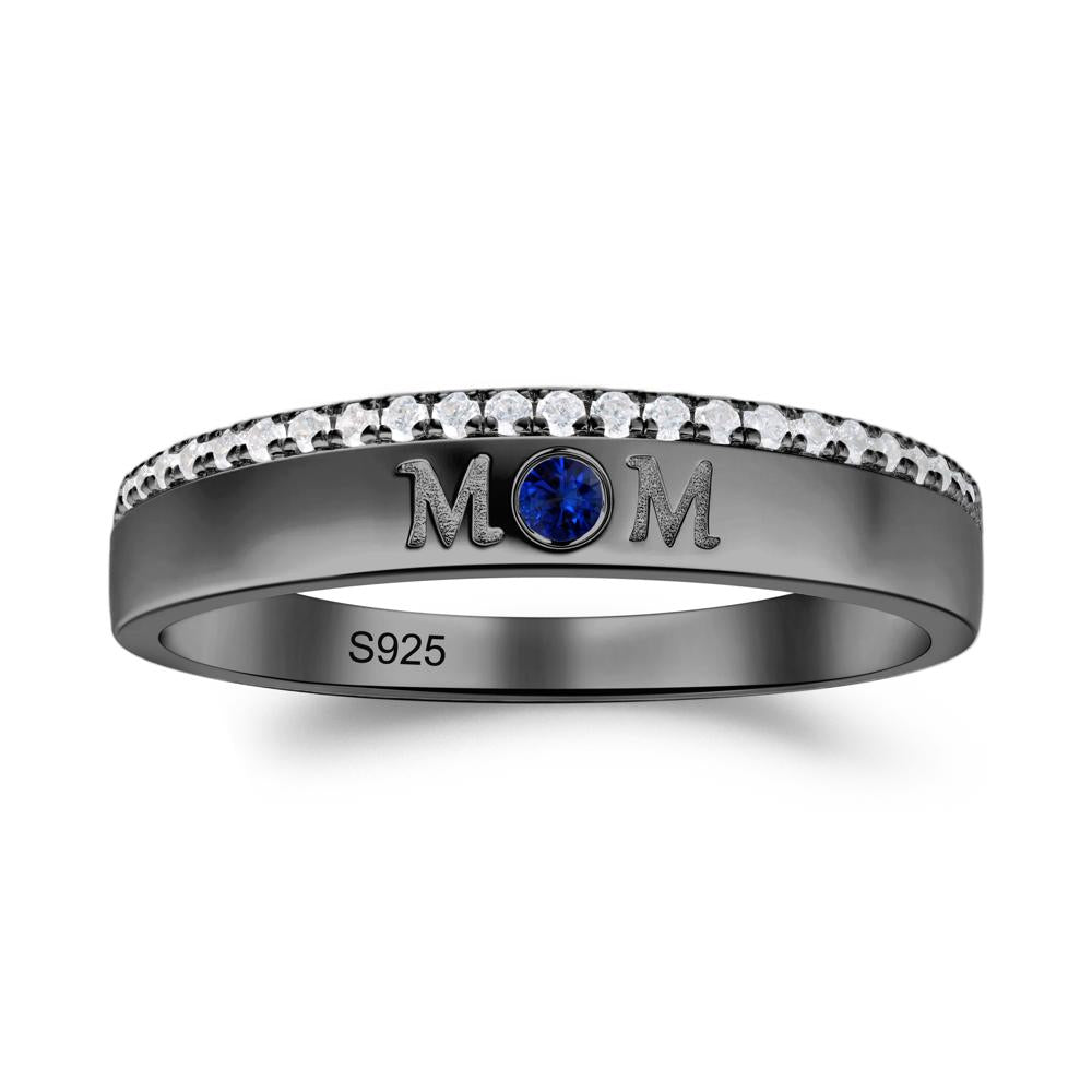 Round Sapphire Eternity Mom Ring - LUO Jewelry #metal_black finish sterling silver