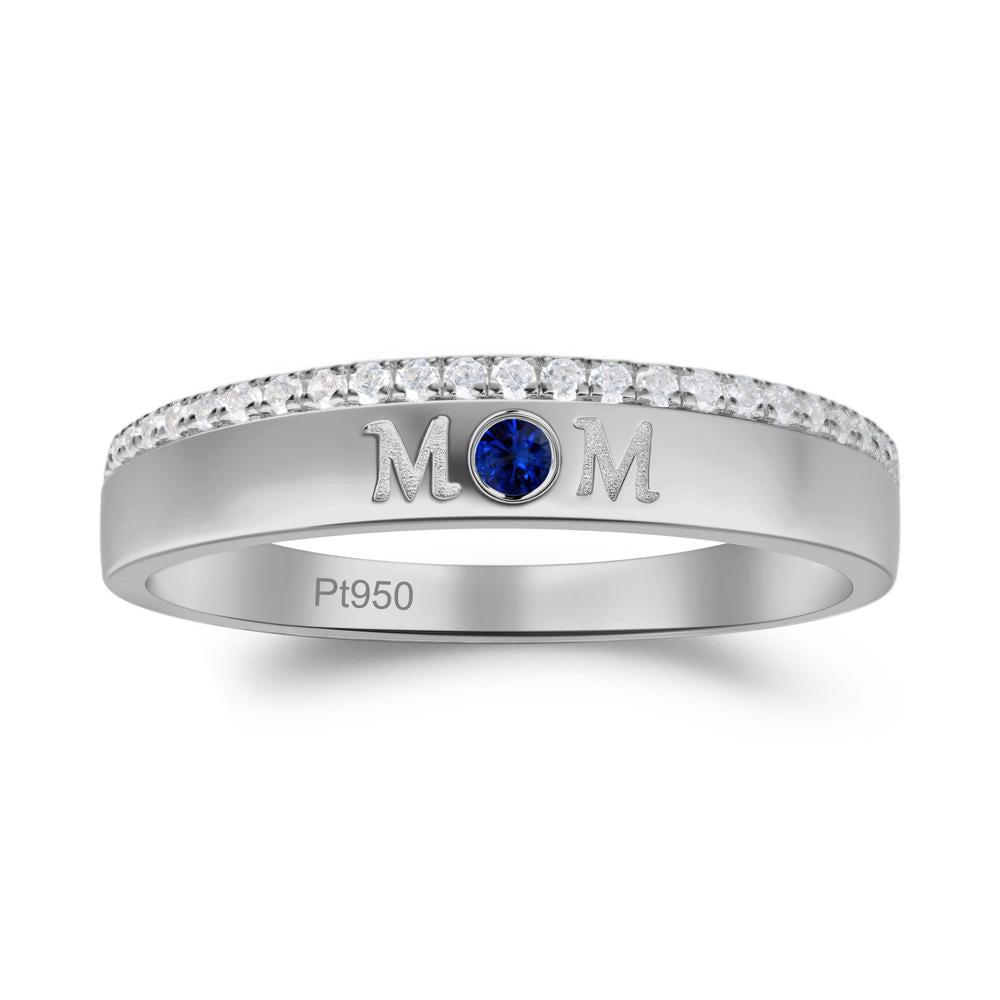 Round Sapphire Eternity Mom Ring - LUO Jewelry #metal_platinum