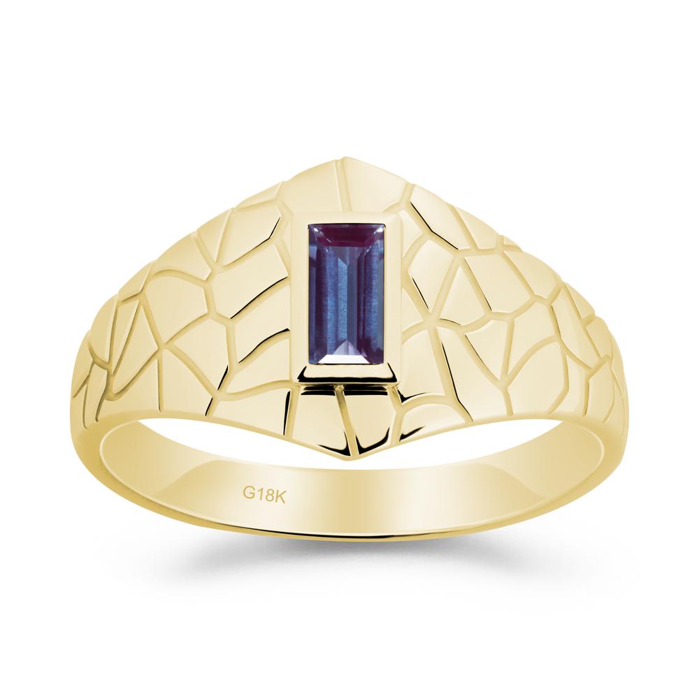 Alexandrite Cracked Texture Ring - LUO Jewelry #metal_18k yellow gold