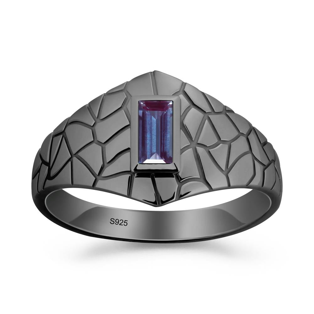 Alexandrite Cracked Texture Ring - LUO Jewelry #metal_black finish sterling silver