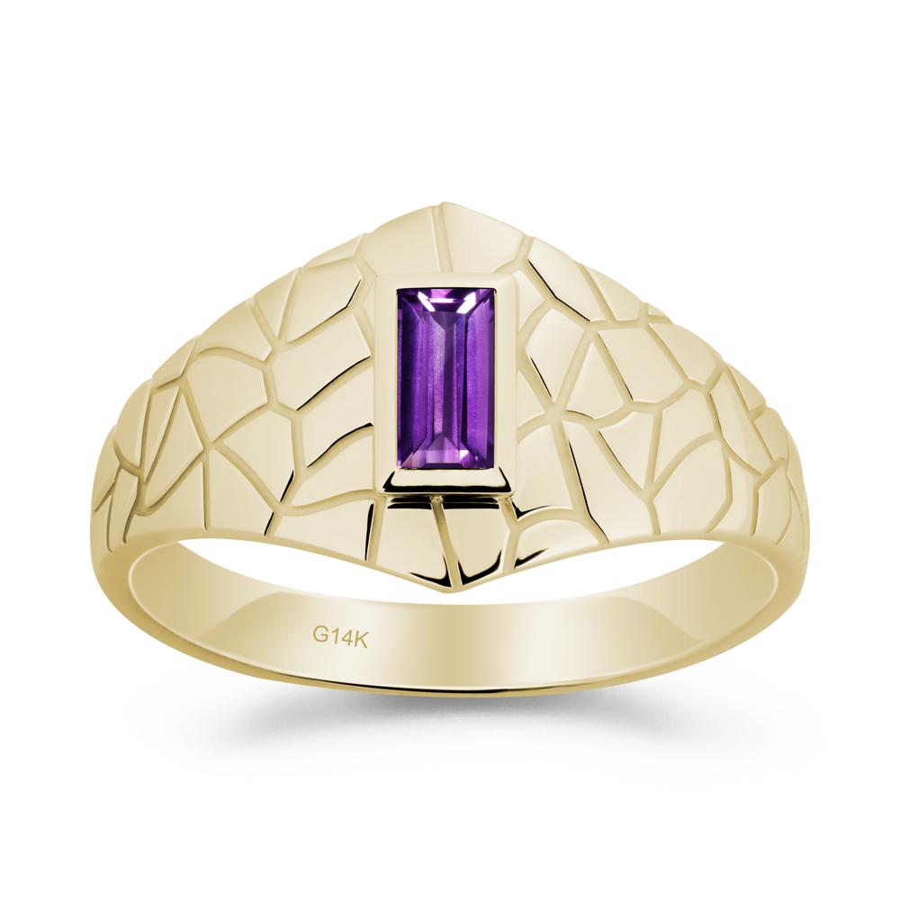 Amethyst Cracked Texture Ring - LUO Jewelry #metal_14k yellow gold