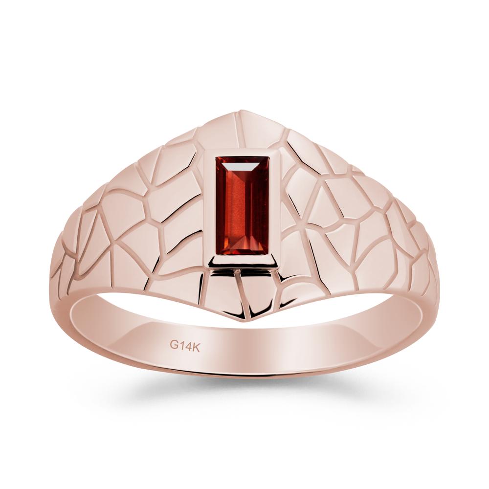 Garnet Cracked Texture Ring - LUO Jewelry #metal_14k rose gold