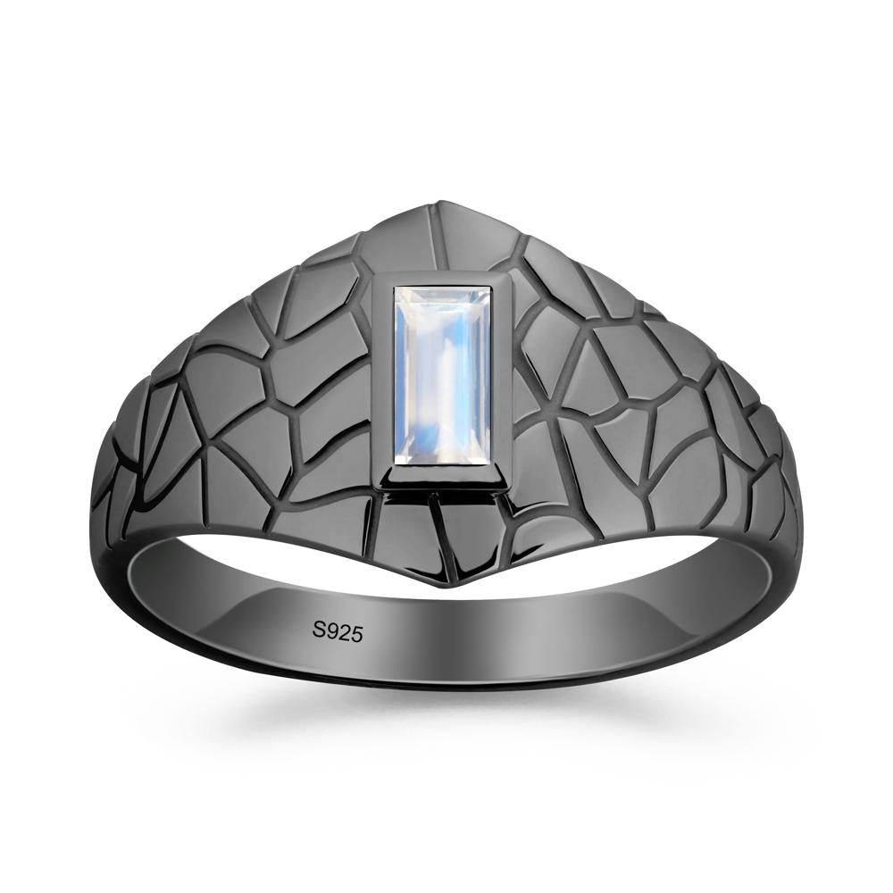 Moonstone Cracked Texture Ring - LUO Jewelry #metal_black finish sterling silver