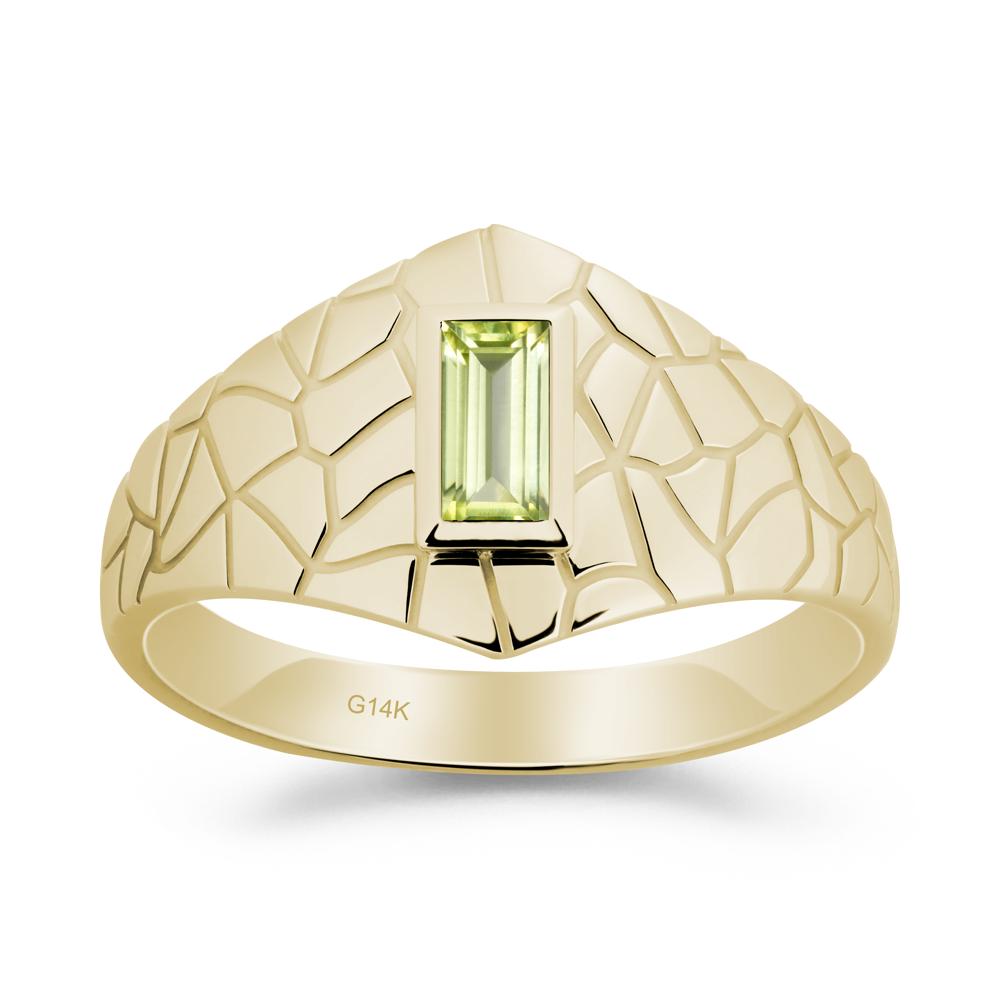 Peridot Cracked Texture Ring - LUO Jewelry #metal_14k yellow gold
