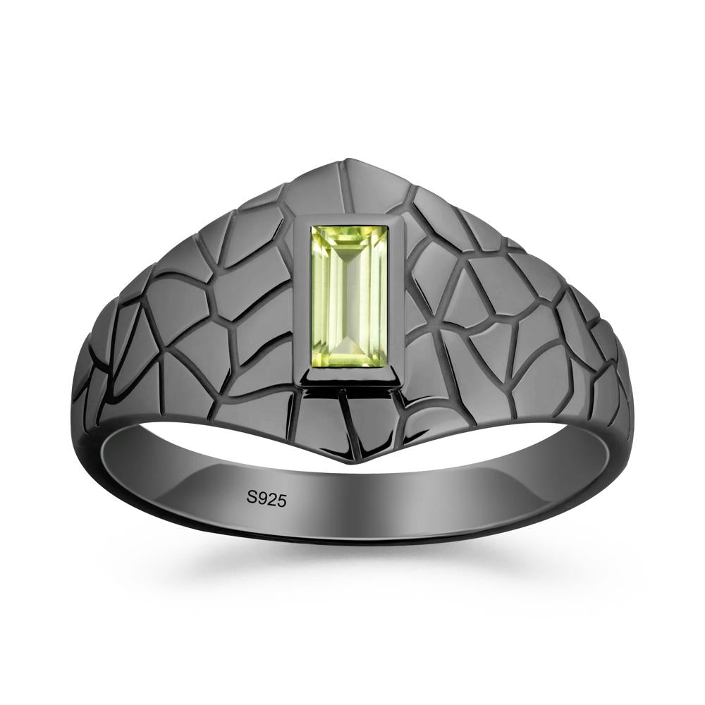 Peridot Cracked Texture Ring - LUO Jewelry #metal_black finish sterling silver