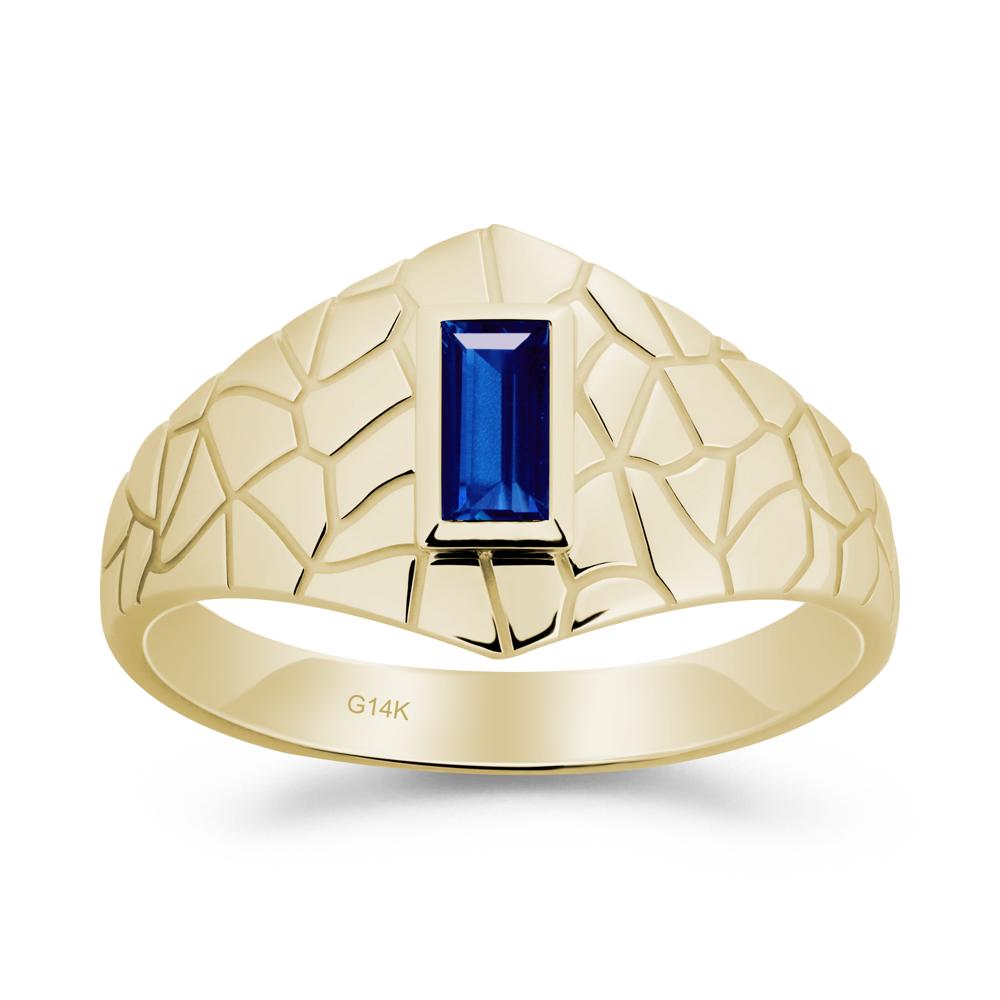 Sapphire Cracked Texture Ring - LUO Jewelry #metal_14k yellow gold