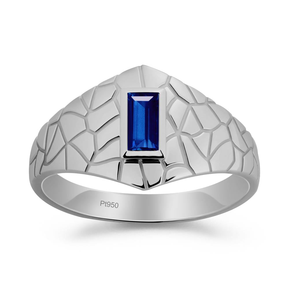 Sapphire Cracked Texture Ring - LUO Jewelry #metal_platinum
