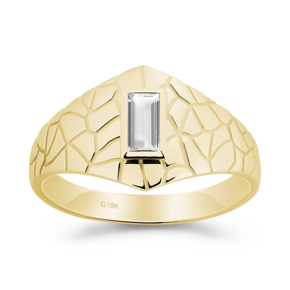 White Topaz Cracked Texture Ring - LUO Jewelry #metal_18k yellow gold