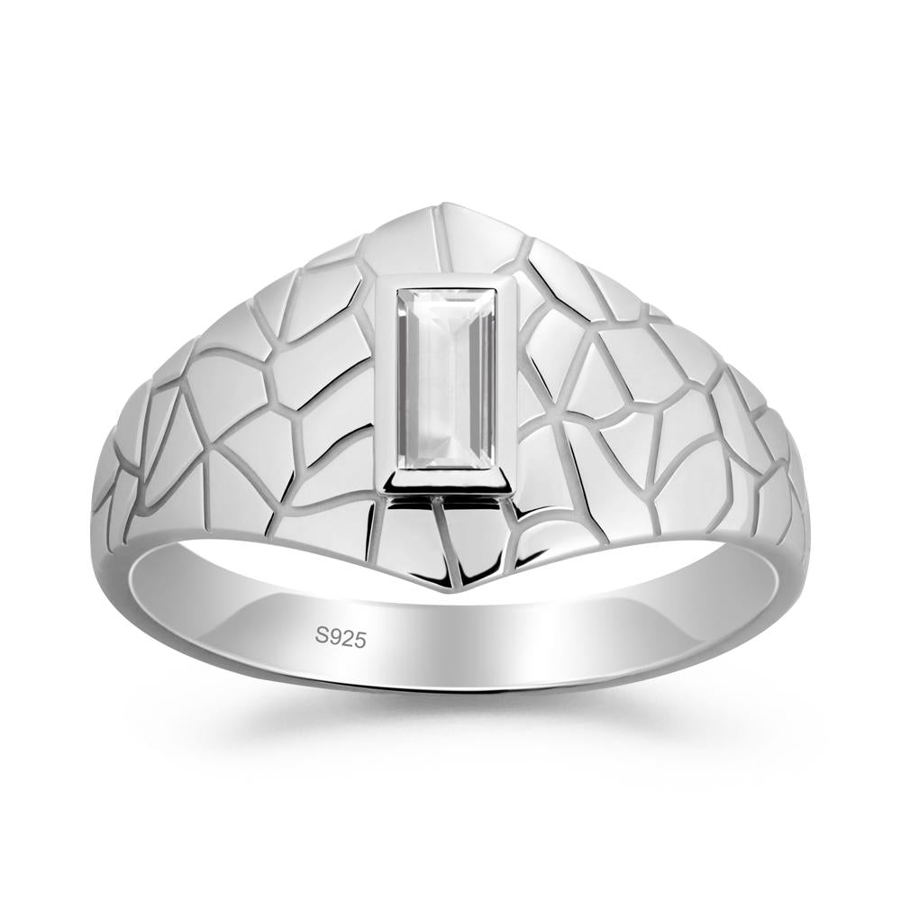 White Topaz Cracked Texture Ring | LUO