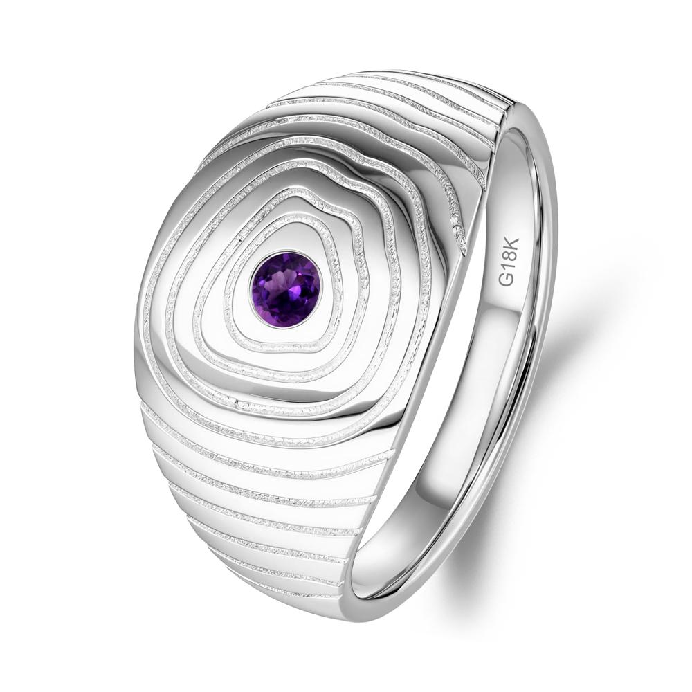 Wood Grain Amethyst Statement Ring - LUO Jewelry #metal_18k white gold