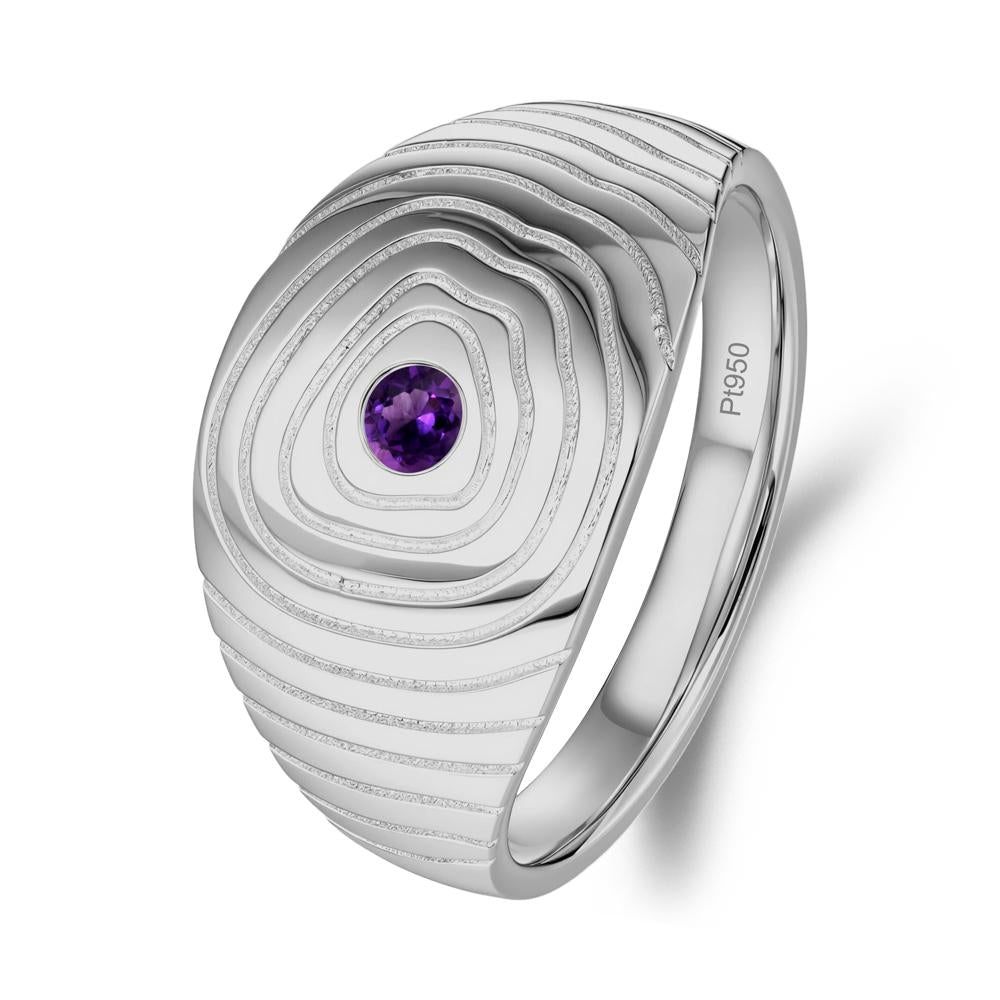 Wood Grain Amethyst Statement Ring - LUO Jewelry #metal_platinum
