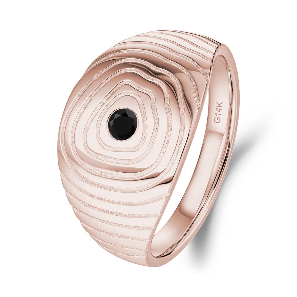 Wood Grain Black Spinel Statement Ring - LUO Jewelry #metal_14k rose gold