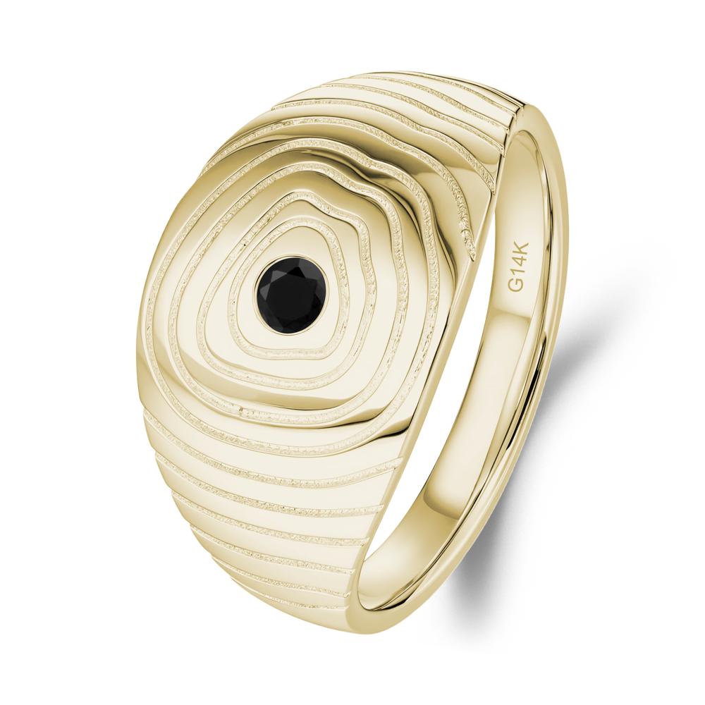 Wood Grain Black Spinel Statement Ring - LUO Jewelry #metal_14k yellow gold