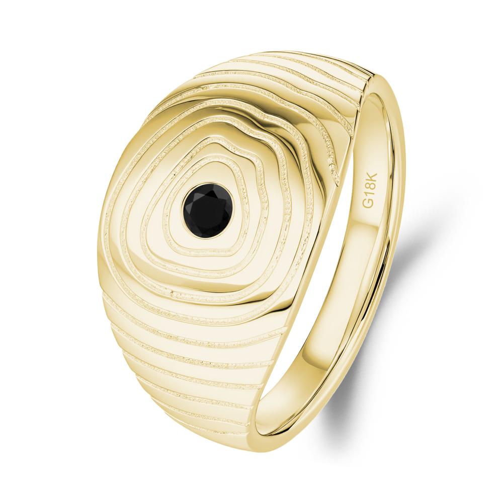 Wood Grain Black Spinel Statement Ring - LUO Jewelry #metal_18k yellow gold