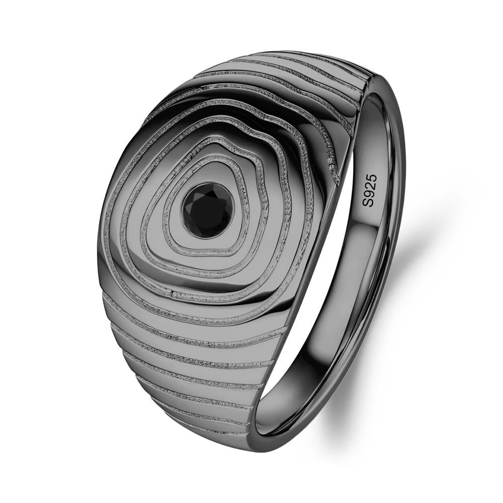 Wood Grain Black Spinel Statement Ring - LUO Jewelry #metal_black finish sterling silver