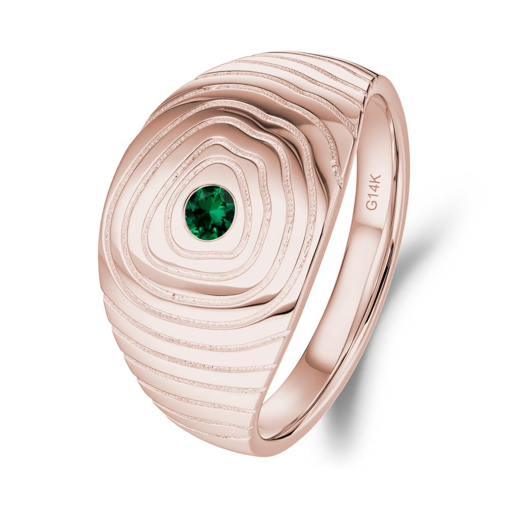 Wood Grain Emerald Statement Ring - LUO Jewelry #metal_14k rose gold