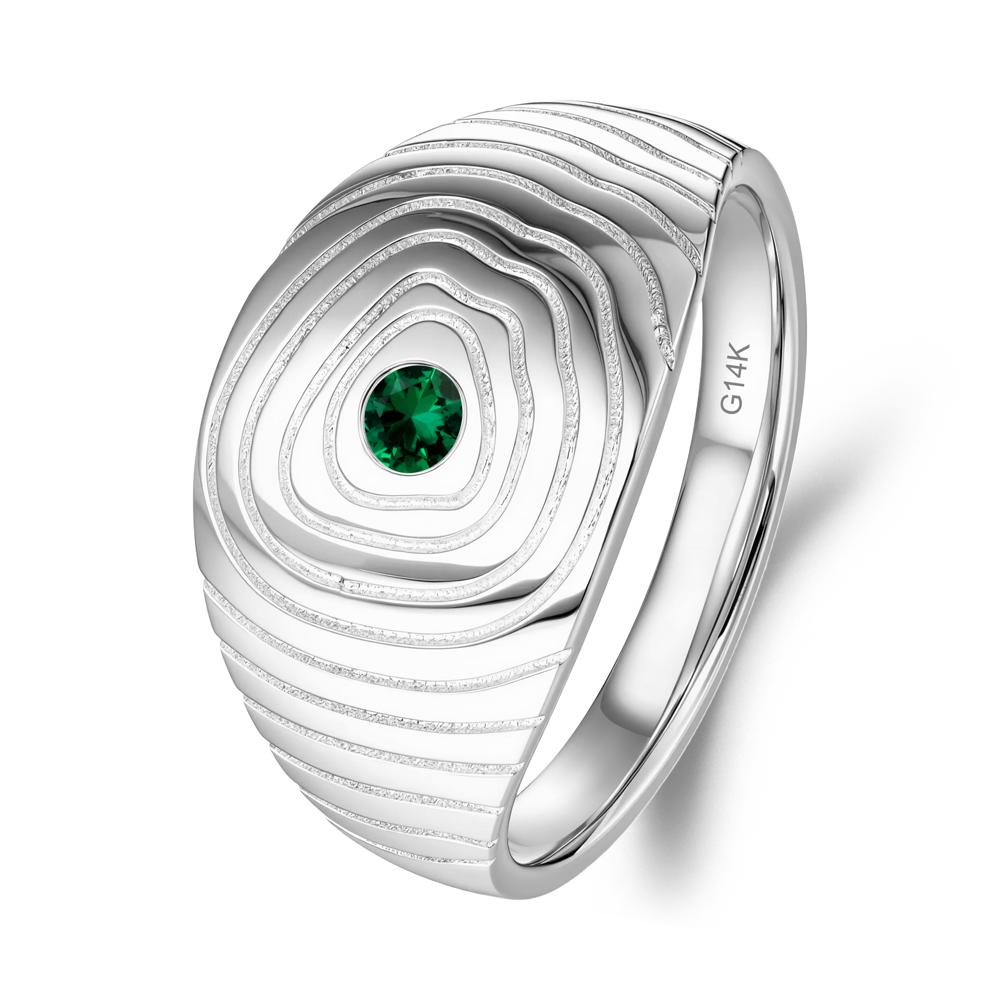 Wood Grain Emerald Statement Ring - LUO Jewelry #metal_14k white gold