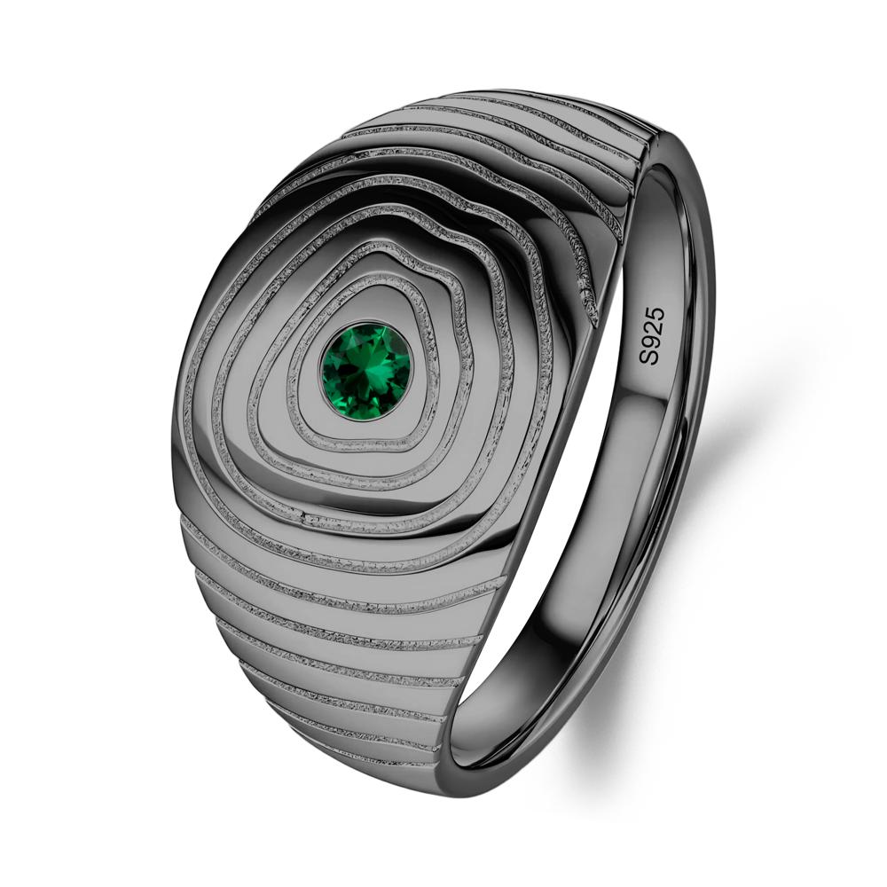 Wood Grain Emerald Statement Ring - LUO Jewelry #metal_black finish sterling silver