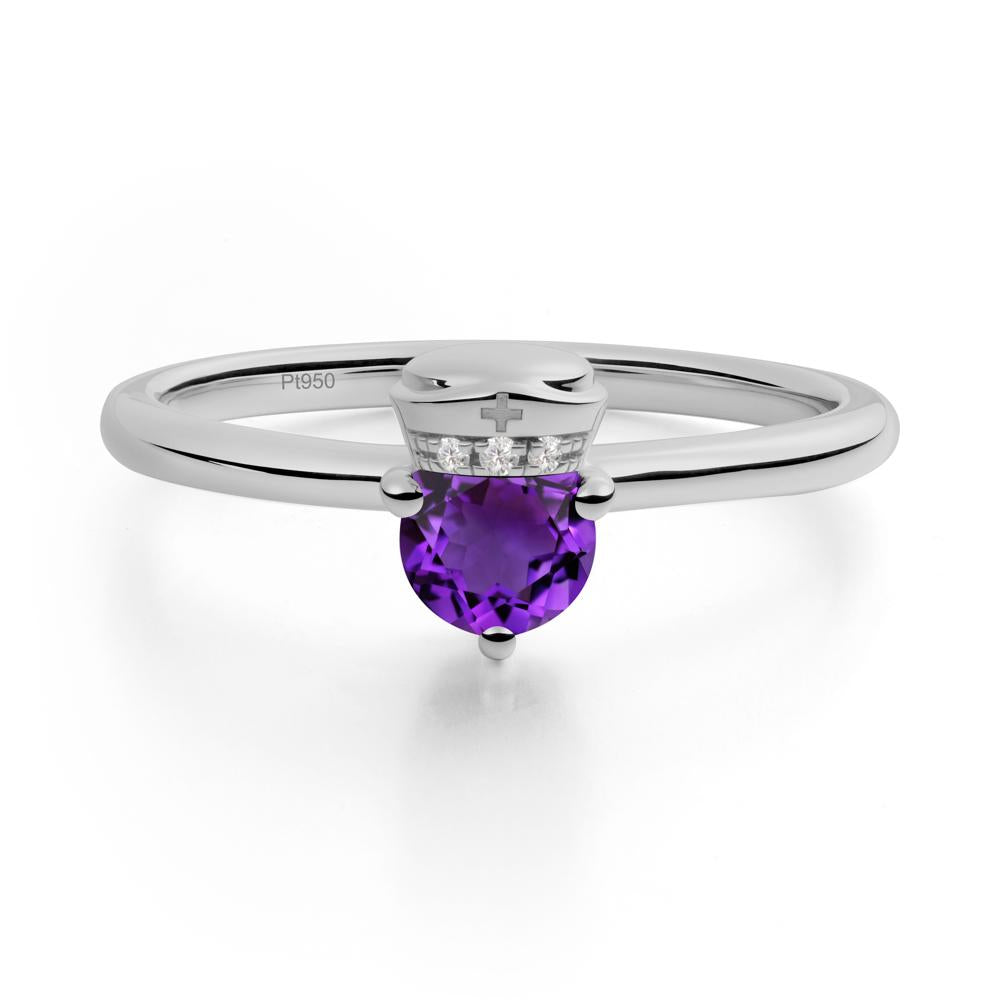Cap Inspired Round Amethyst Ring - LUO Jewelry #metal_platinum