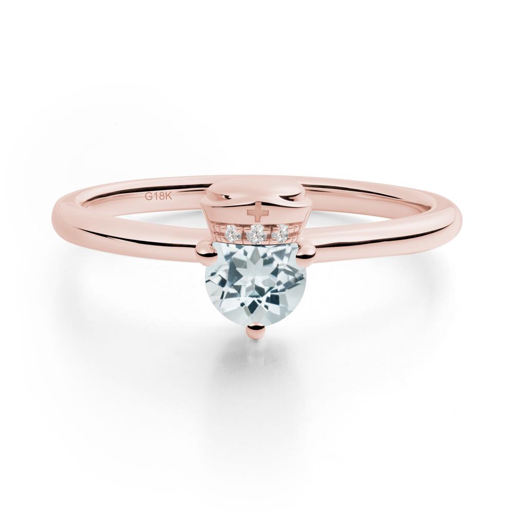 Nurse Cap Inspired Aquamarine Ring - LUO Jewelry #metal_18k rose gold