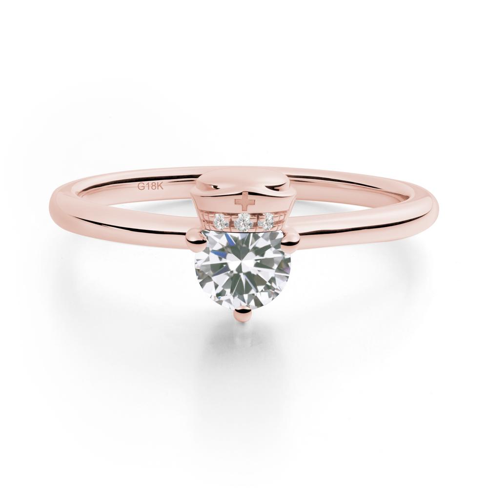 Nurse Cap Inspired Cubic Zirconia Ring - LUO Jewelry #metal_18k rose gold