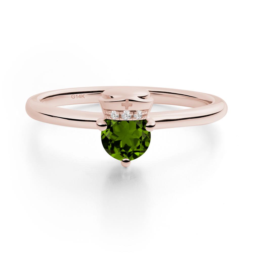 Nurse Cap Inspired Diopside Ring - LUO Jewelry #metal_14k rose gold