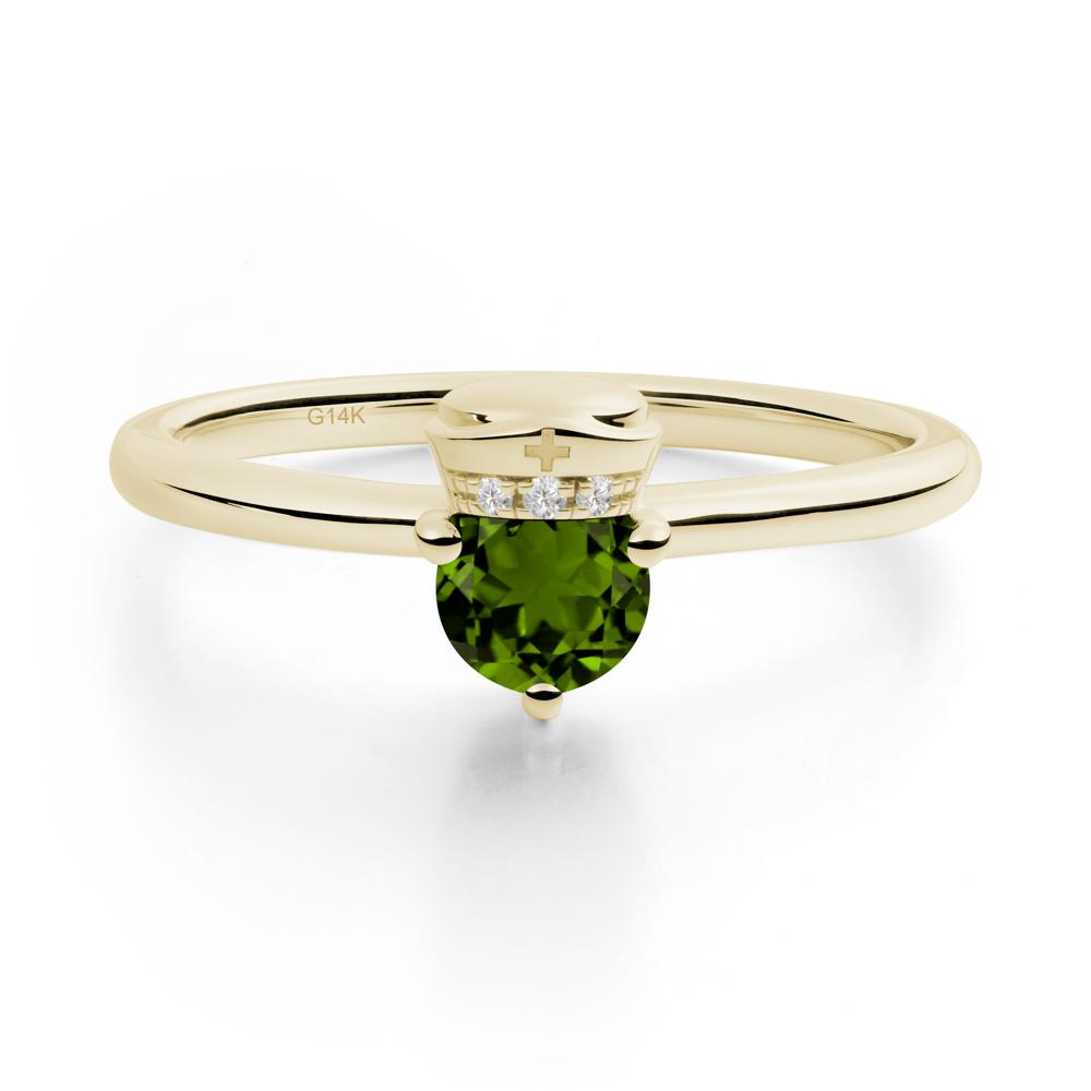 Nurse Cap Inspired Diopside Ring - LUO Jewelry #metal_14k yellow gold