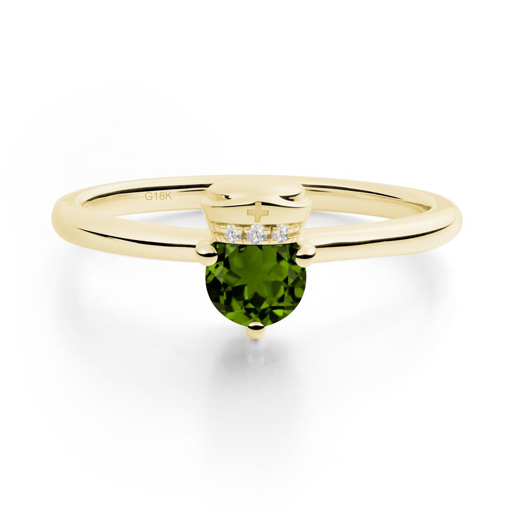 Nurse Cap Inspired Diopside Ring - LUO Jewelry #metal_18k yellow gold