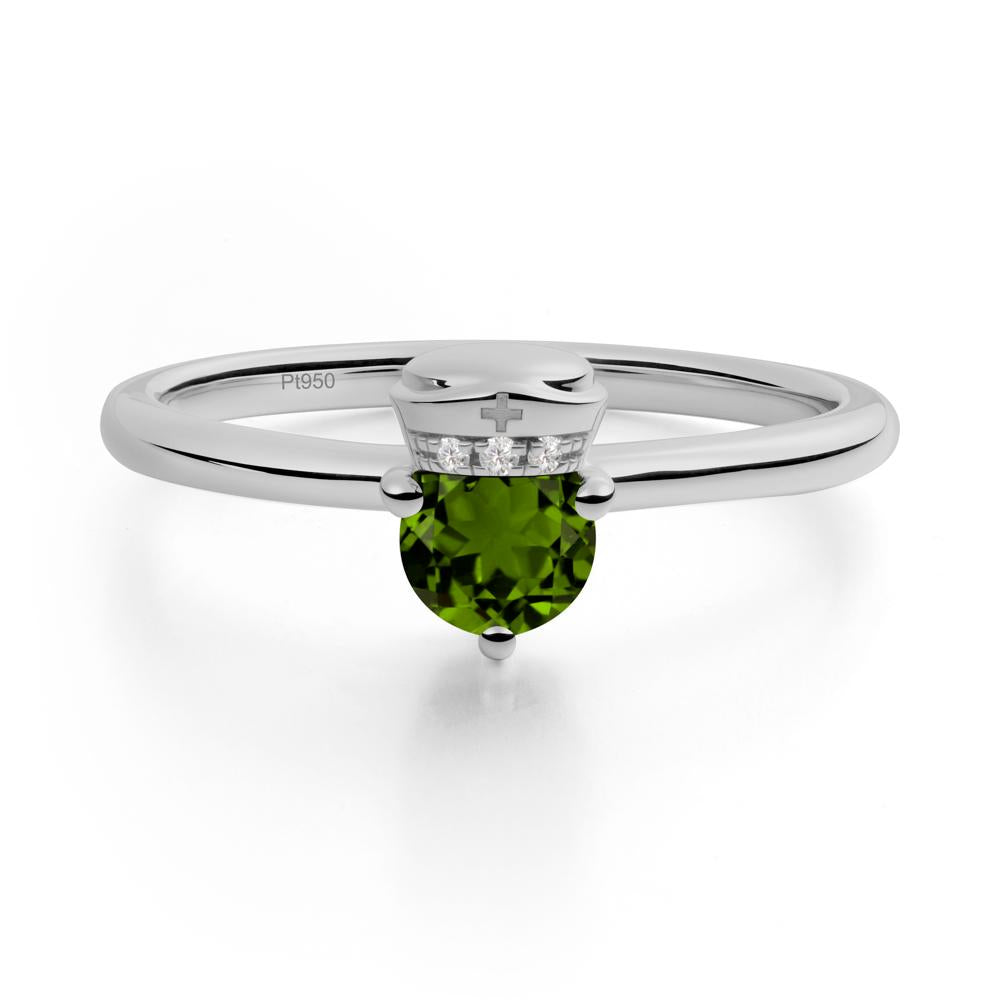 Nurse Cap Inspired Diopside Ring - LUO Jewelry #metal_platinum