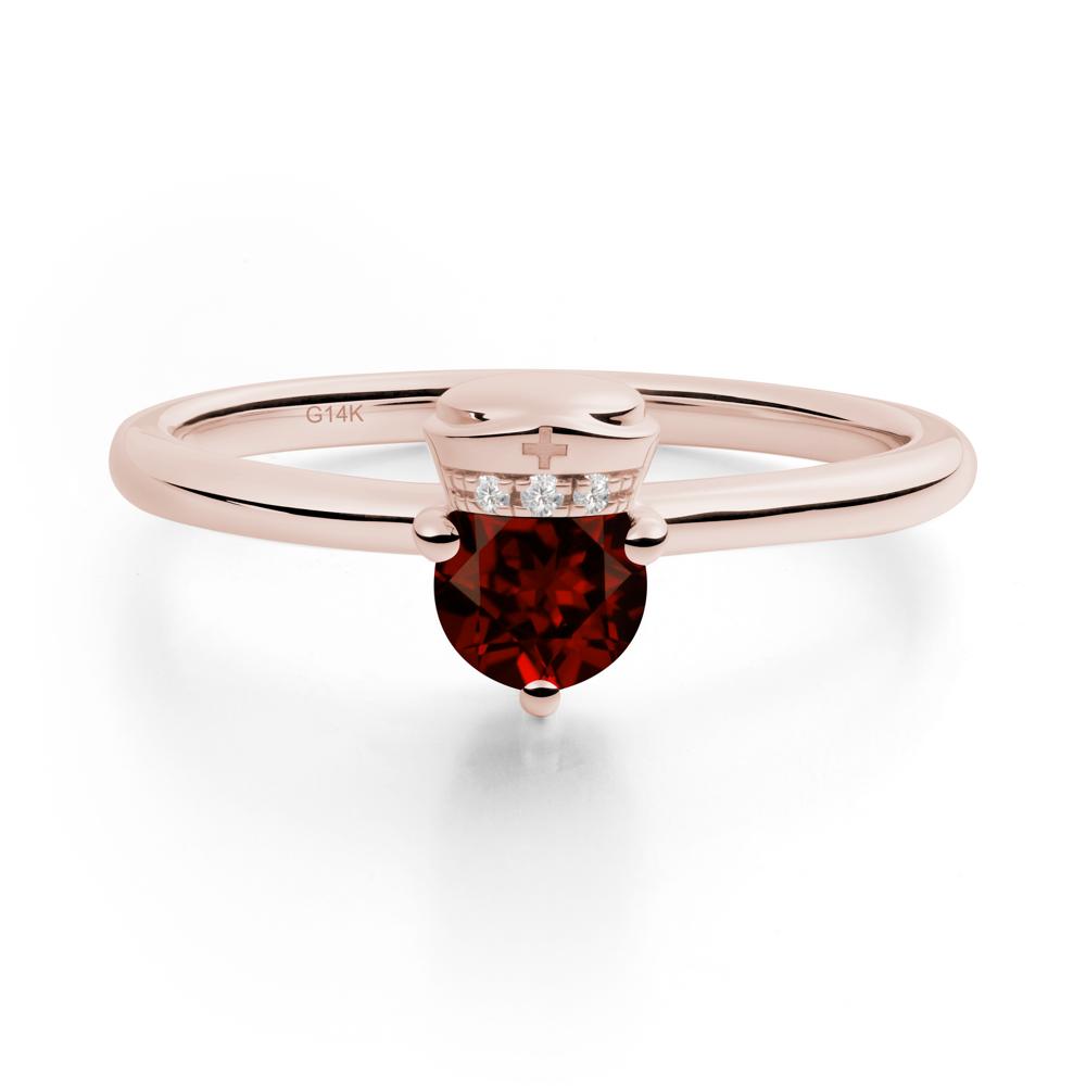 Nurse Cap Inspired Garnet Ring - LUO Jewelry #metal_14k rose gold