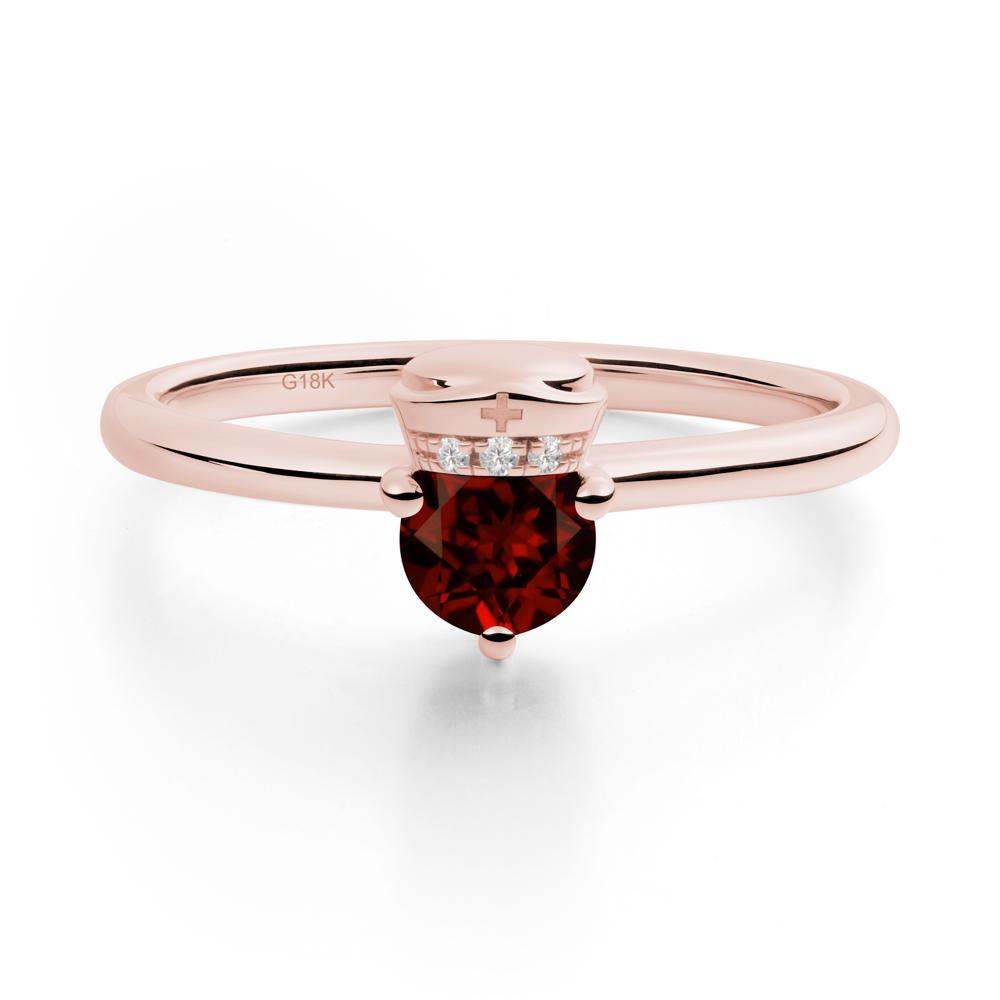 Nurse Cap Inspired Garnet Ring - LUO Jewelry #metal_18k rose gold