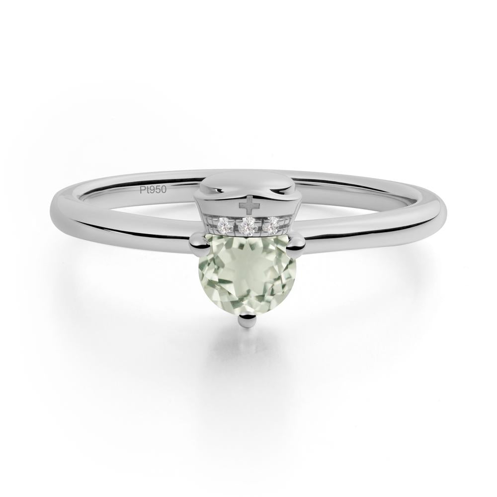 Cap Inspired Round Green Amethyst Ring - LUO Jewelry #metal_platinum
