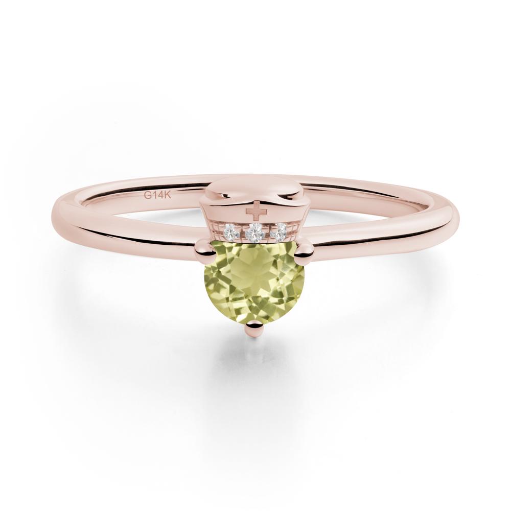Nurse Cap Inspired Lemon Quartz Ring - LUO Jewelry #metal_14k rose gold