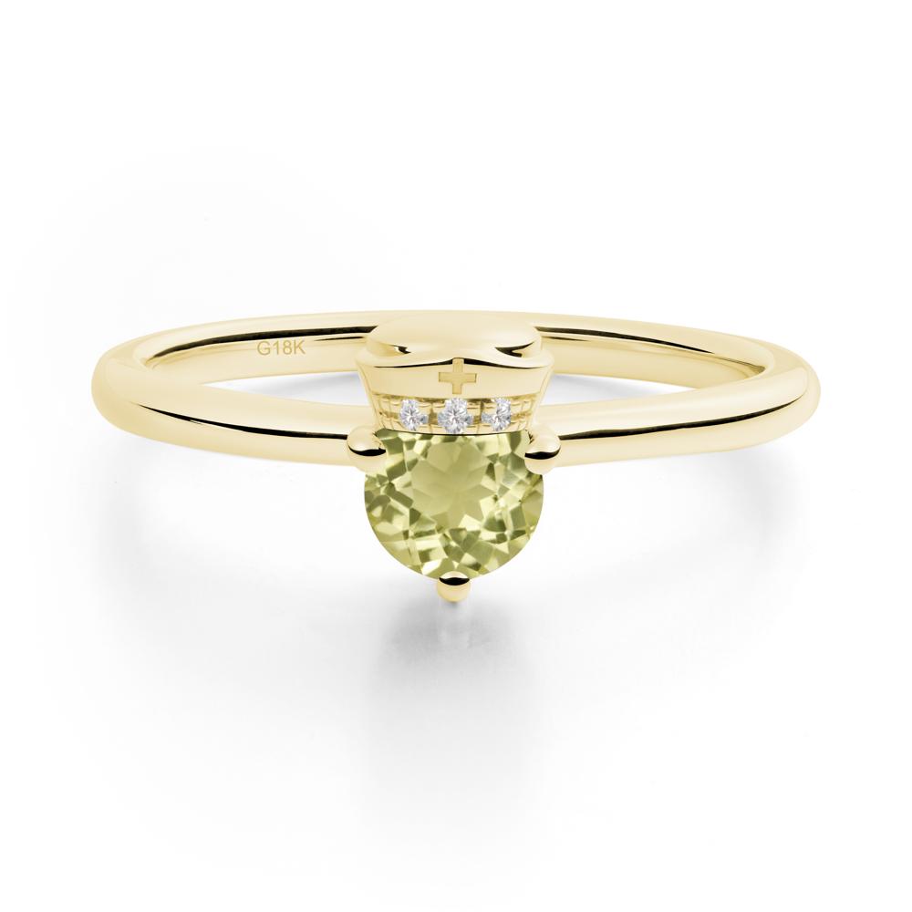 Nurse Cap Inspired Lemon Quartz Ring - LUO Jewelry #metal_18k yellow gold