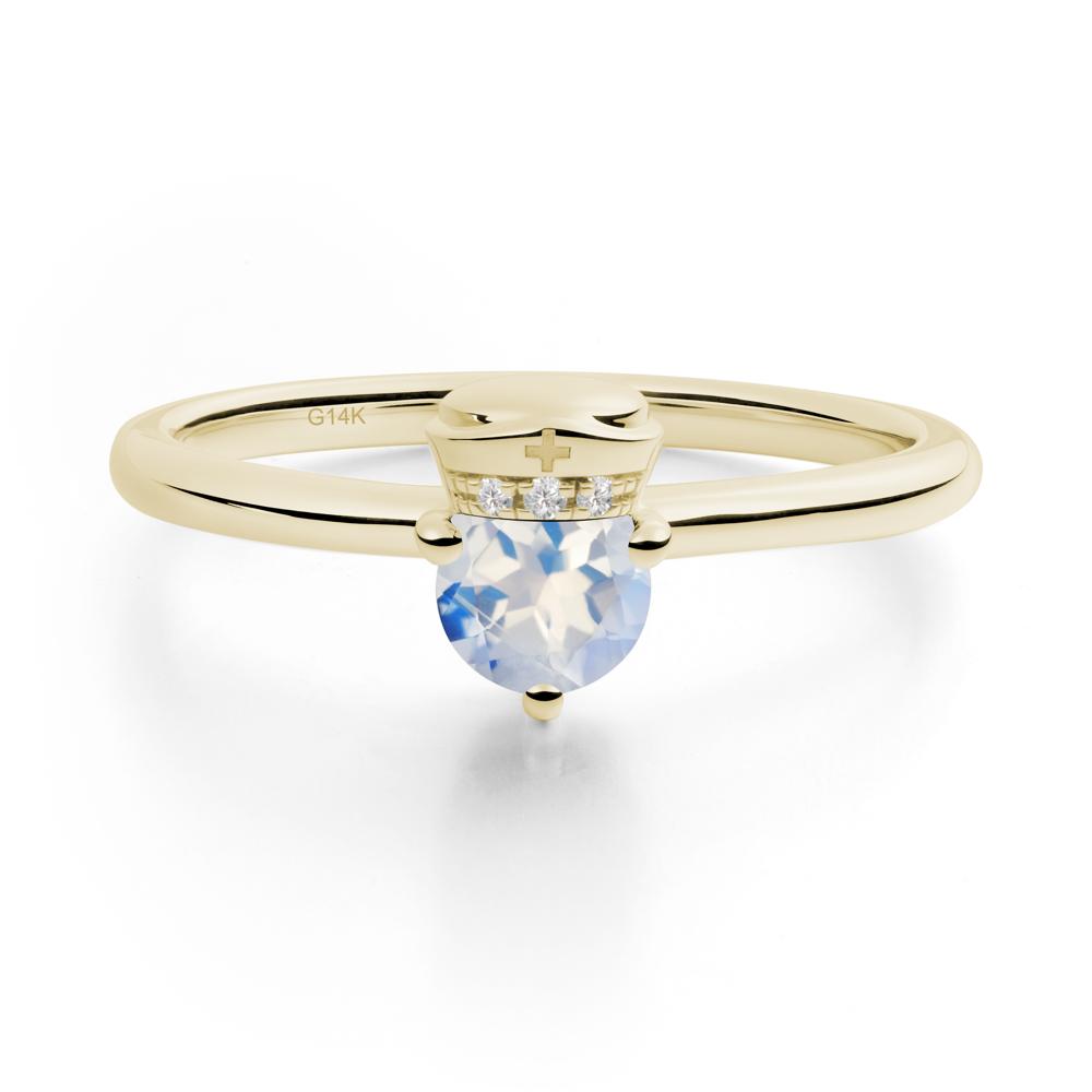 Nurse Cap Inspired Moonstone Ring - LUO Jewelry #metal_14k yellow gold