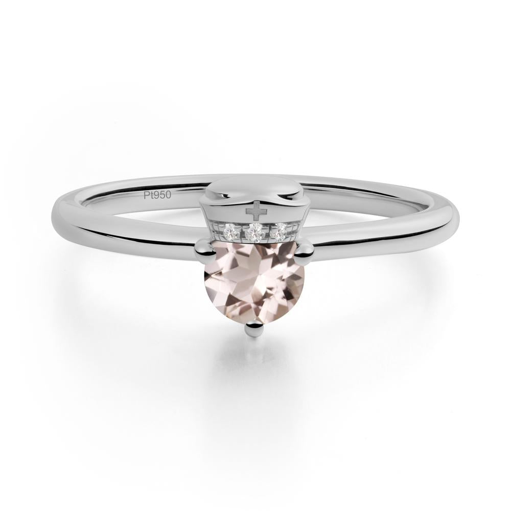 Cap Inspired Round Morganite Ring - LUO Jewelry #metal_platinum