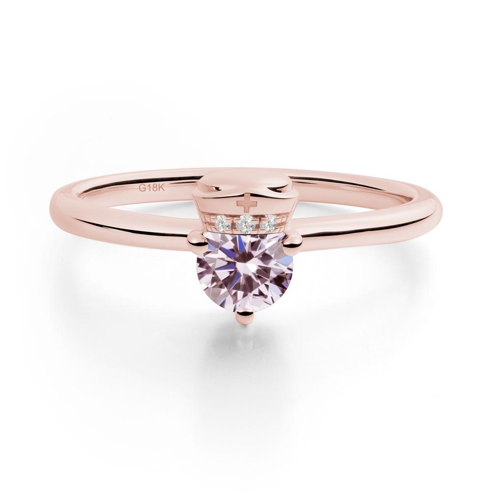 Cap Inspired Round Pink Cubic Zirconia Ring - LUO Jewelry #metal_18k rose gold