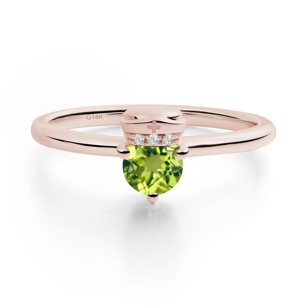 Nurse Cap Inspired Peridot Ring - LUO Jewelry #metal_14k rose gold