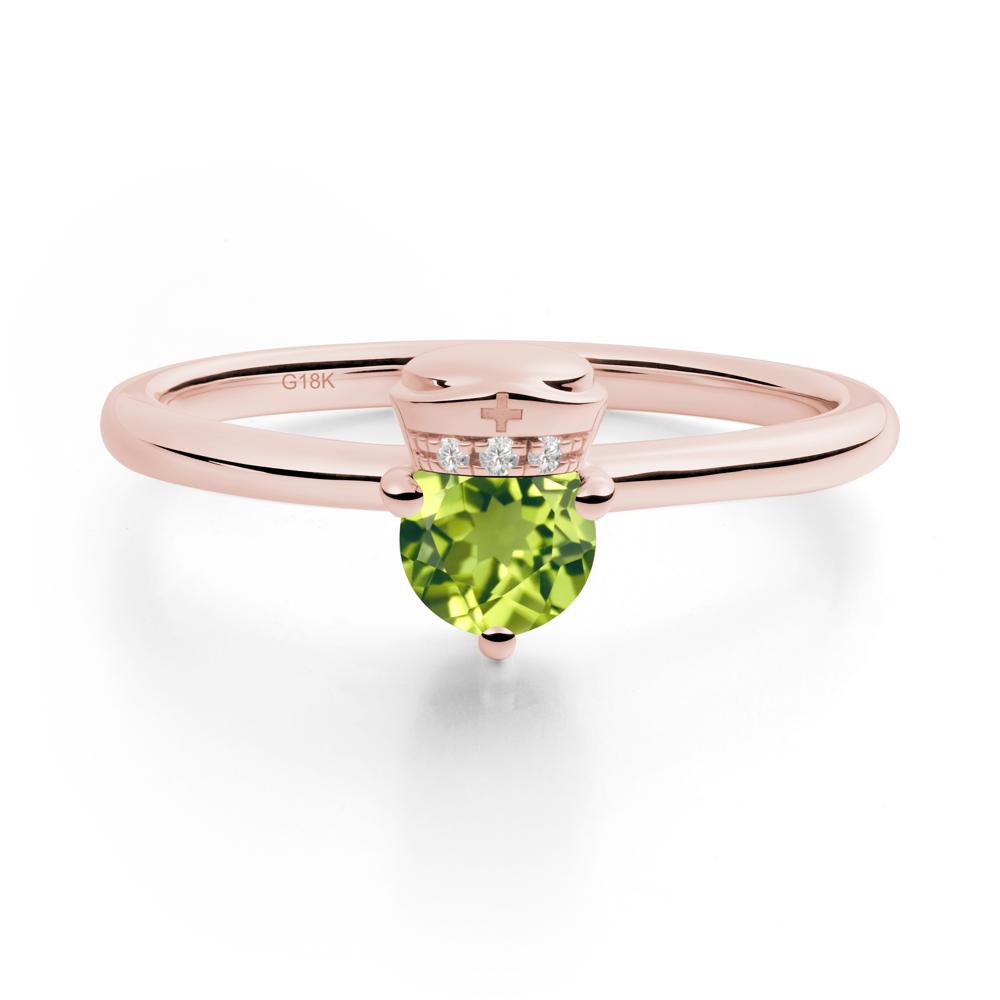 Nurse Cap Inspired Peridot Ring - LUO Jewelry #metal_18k rose gold