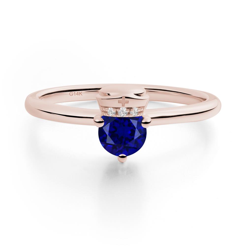 Nurse Cap Inspired Sapphire Ring - LUO Jewelry #metal_14k rose gold