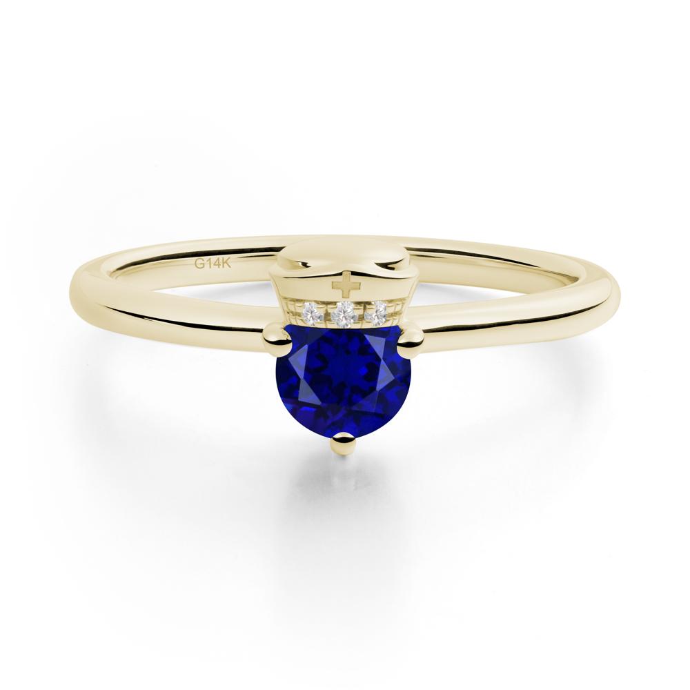 Nurse Cap Inspired Sapphire Ring - LUO Jewelry #metal_14k yellow gold