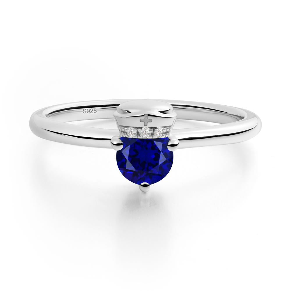 Nurse Cap Inspired Sapphire Ring - LUO Jewelry #metal_sterling silver