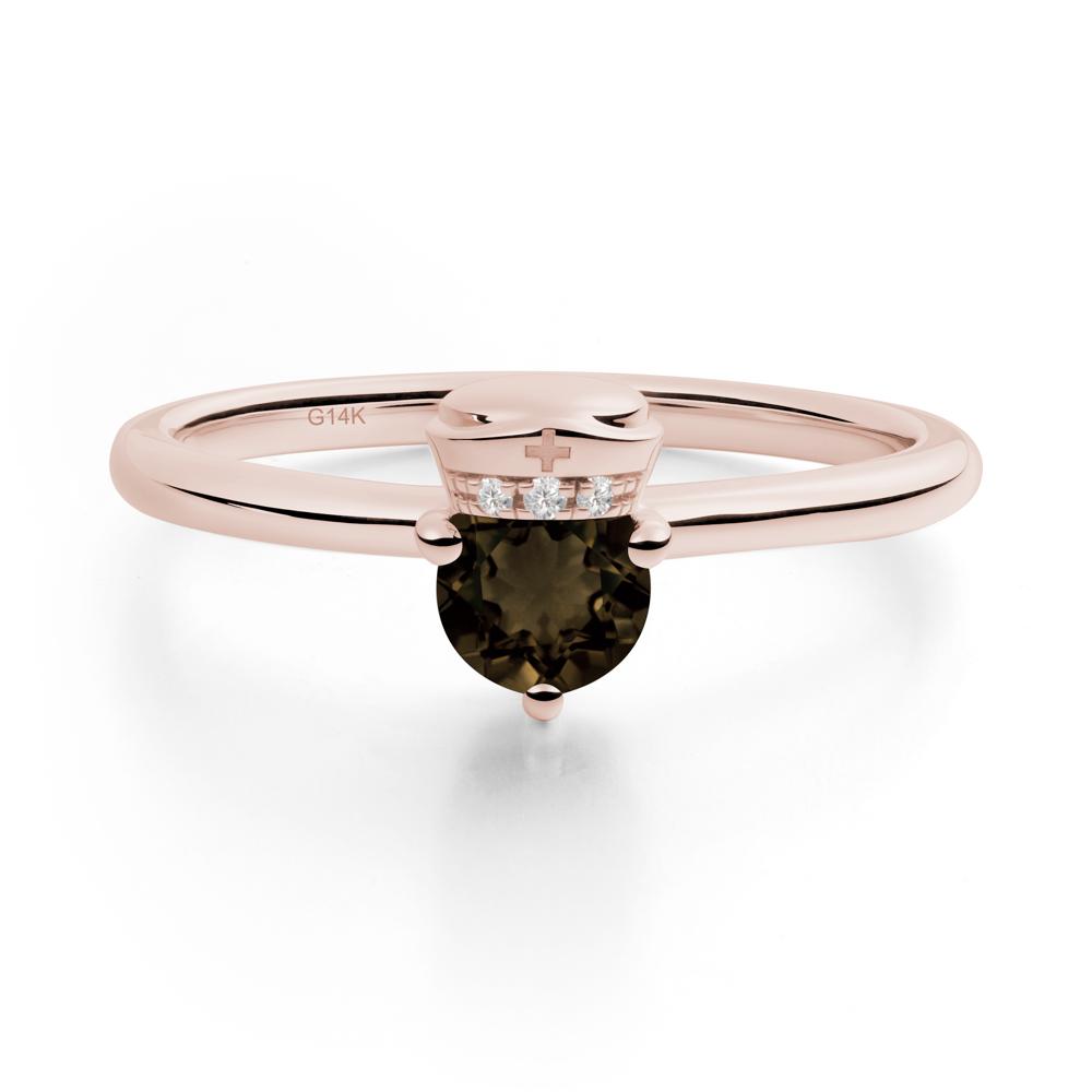 Cap Inspired Round Smoky Quartz Ring - LUO Jewelry #metal_14k rose gold